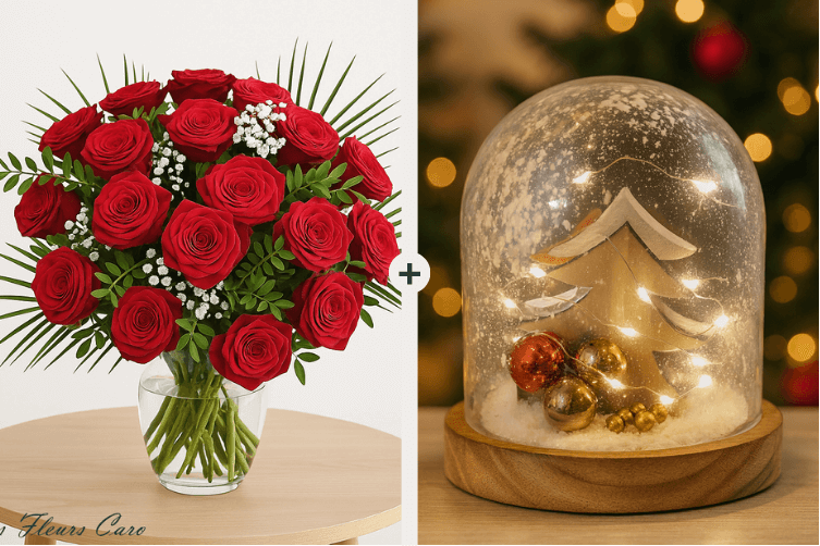 Coffret Plaisir - Bouquet de Roses & Dôme