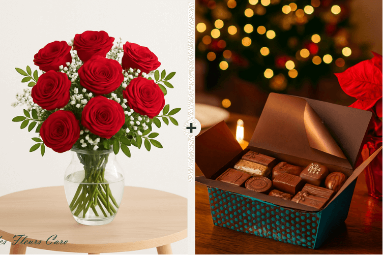 Coffret Plaisir - Bouquet de Roses & Chocolats