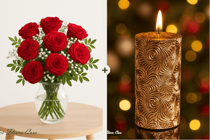 Coffret Plaisir - Bouquet de Roses & Bougies