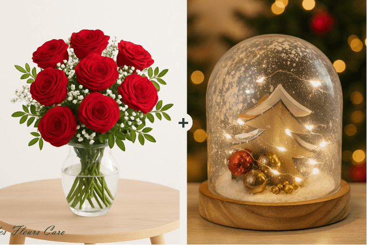 Coffret Plaisir - Bouquet de Roses & Dôme