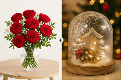 Coffret Plaisir - Bouquet de Roses & Dôme