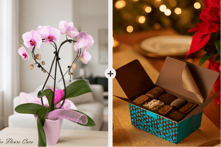 Coffret Plaisir - Orchidées Cœur & Chocolats