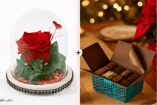 Coffret Plaisir - Rose Éternelle & Chocolats