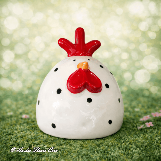 Poule Céramique Rouge & Blanc